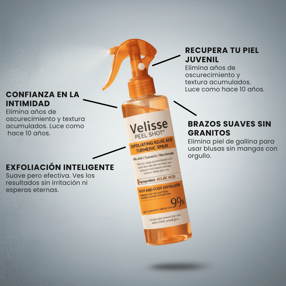 Velisse Piel Perfecta Shot - Spray exfoliante corporal con kójico y cúrcuma