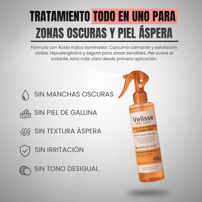 Velisse Piel Perfecta Shot - Spray exfoliante corporal con kójico y cúrcuma