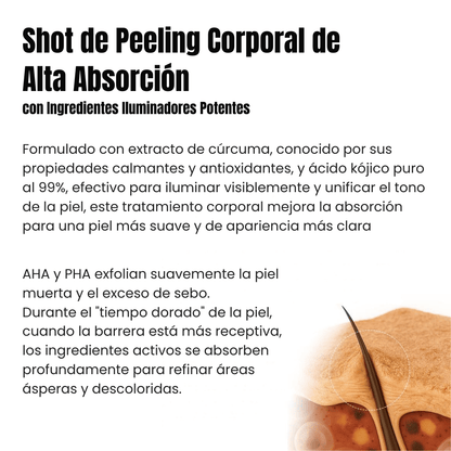 Velisse Piel Perfecta Shot - Spray exfoliante corporal con kójico y cúrcuma